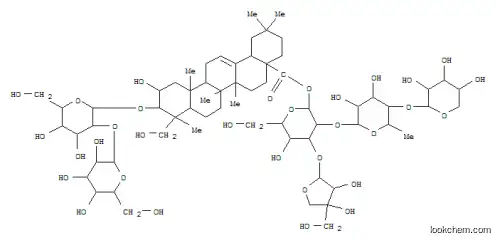 Molecular Structure of 162857-77-4 (Olean-12-en-28-oicacid, 3-[(2-O-b-D-glucopyranosyl-b-D-glucopyranosyl)oxy]-2,23-dihydroxy-,O-D-apio-b-D-furanosyl-(1&reg;3)-O-[O-b-D-xylopyranosyl-(1&reg;4)-6-deoxy-a-L-mannopyranosyl-(1&reg;2)]-b-D-glucopyranosyl ester, (2b,3b,4a)- (9CI))