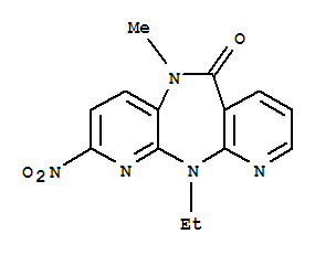 Molecular Structure of 163046-77-3 (6H-Dipyrido[3,2-b:2',3'-e][1,4]diazepin-6-one,11-ethyl-5,11-dihydro-5-methyl-2-nitro-)