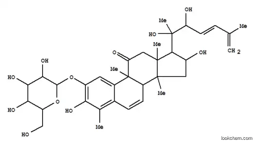 Molecular Structure of 163047-18-5 (19-Norcholesta-1,3,5(10),6,23,25-hexaen-11-one,2-(b-D-glucopyranosyloxy)-3,16,20,22-tetrahydroxy-4,9,14-trimethyl-,(9b,16a,23E)-)