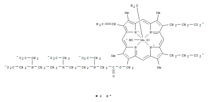 Manganate(6-),aqua[7-[12-carboxy-5,8,11-tris(carboxymethyl)-3-oxo-2-oxa-5,8,11-triazadodec-1-yl]-12-ethenyl-3,8,13,17-tetramethyl-21H,23H-porphine-2,18-dipropanoato(8-)-kN21,kN22,kN23,kN24]hydroxy-, h