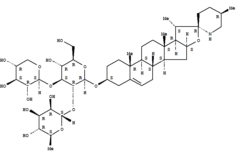 Molecular Structure of 163135-92-0 (b-D-Glucopyranoside, (3b,22a,25R)-spirosol-5-en-3-yl O-6-deoxy-a-L-mannopyranosyl-(1®2)-O-[b-D-xylopyranosyl-(1®3)]- (9CI))
