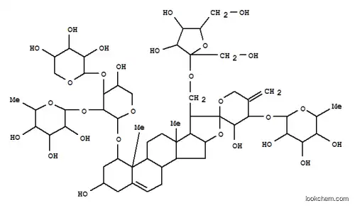 Molecular Structure of 163136-30-9 (b-D-Galactopyranoside, (1b,3b,23S,24S)-1-[(O-6-deoxy-a-L-mannopyranosyl-(1&reg;2)-O-[b-D-xylopyranosyl-(1&reg;3)]-a-L-arabinopyranosyl)oxy]-21-(b-D-fructofuranosyloxy)-3,23-dihydroxyspirosta-5,25(27)-dien-24-yl6-deoxy- (9CI))