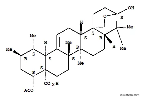 Molecular Structure of 163565-67-1 (Urs-12-en-28-oic acid,22-(acetyloxy)-3,25-epoxy-3-hydroxy-, (3b,22b)-)