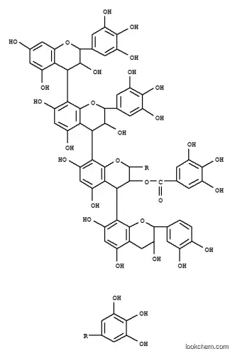 Molecular Structure of 163565-69-3 (Benzoic acid,3,4,5-trihydroxy-,(2R,2'R,2''R,2'''R,3R,3'R,3''R,3'''R,4R,4'R,4''S)-2'''-(3,4-dihydroxyphenyl)-3,3',3'',3''',4,4',4'',4'''-octahydro-3,3',3''',5,5',5'',5''',7,7',7'',7'''-undecahydroxy-2,2',2''-tris(3,4,5-trihydroxyphenyl)[4,8':4',8'':4'',8'''-quater-2H-1-benzopyran]-3''-ylester (9CI))