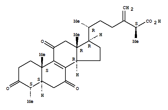 Molecular Structure of 163597-25-9 (Ergosta-8,24(28)-dien-26-oicacid, 4-methyl-3,7,11-trioxo-, (4a,5a,25S)-)