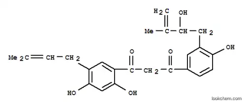 Molecular Structure of 164123-51-7 (1,3-Propanedione,1-[2,4-dihydroxy-5-(3-methyl-2-buten-1-yl)phenyl]-3-[4-hydroxy-3-(2-hydroxy-3-methyl-3-buten-1-yl)phenyl]-)