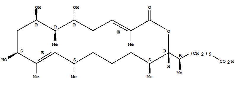 Molecular Structure of 164177-51-9 (Oxacyclooctadeca-8,16-diene-2-undecanoicacid, 10,12,14-trihydroxy-k,3,7,9,13,17-hexamethyl-18-oxo-, (kR,2R,3S,7S,8E,10S,12R,13R,14R,16E)-)