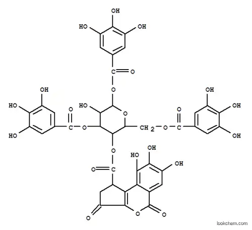 Molecular Structure of 164178-16-9 (b-D-Glucopyranose,4-(1,2,3,5-tetrahydro-7,8,9-trihydroxy-3,5-dioxocyclopenta[c][2]benzopyran-1-carboxylate)1,3,6-tris(3,4,5-trihydroxybenzoate) (9CI))