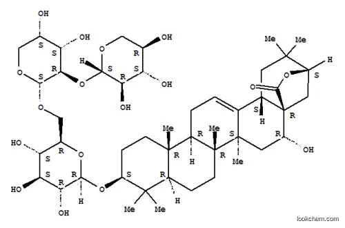 Molecular Structure of 164178-24-9 (Olean-12-en-28-oicacid, 16,21-dihydroxy-3-[(O-b-D-xylopyranosyl-(1&reg;2)-O-a-L-arabinopyranosyl-(1&reg;6)-b-D-glucopyranosyl)oxy]-, g-lactone, (3b,16a,21b)- (9CI))