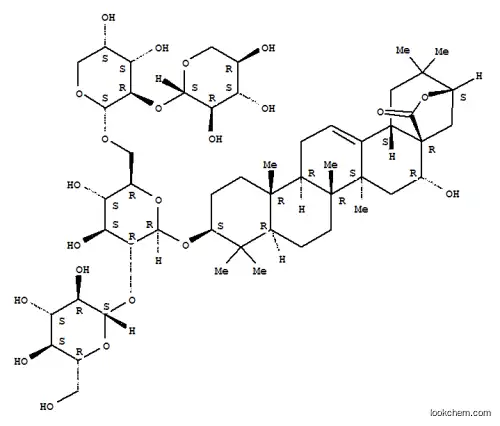 Molecular Structure of 164178-26-1 (Olean-12-en-28-oicacid, 3-[(O-b-D-glucopyranosyl-(1&reg;2)-O-[O-b-D-xylopyranosyl-(1&reg;2)-a-L-arabinopyranosyl-(1&reg;6)]-b-D-glucopyranosyl)oxy]-16,21-dihydroxy-, g-lactone, (3b,16a,21b)- (9CI))