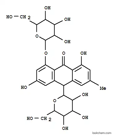 Molecular Structure of 164178-32-9 (9(10H)-Anthracenone,10-b-D-glucopyranosyl-1-(b-D-glucopyranosyloxy)-3,8-dihydroxy-6-methyl-,(9R)- (9CI))