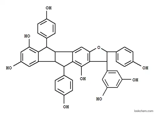 Molecular Structure of 164204-61-9 (Indeno[1',2':2,3]indeno[5,6-b]furan-4,7,9-triol,3-(3,5-dihydroxyphenyl)-2,3,5,5a,10,10a-hexahydro-2,5,10-tris(4-hydroxyphenyl)-,(2S,3S,5R,5aR,10R,10aR)- (9CI))