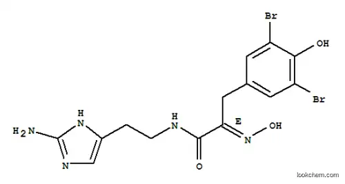 Molecular Structure of 164301-30-8 (Benzenepropanamide,N-[2-(2-amino-1H-imidazol-4-yl)ethyl]-3,5-dibromo-4-hydroxy-a-(hydroxyimino)-, (aE)- (9CI))