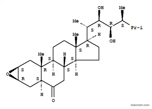 Molecular Structure of 164321-81-7 (Ergostan-6-one,2,3-epoxy-22,23-dihydroxy-, (2b,3b,5a,22R,23R,24S)- (9CI))