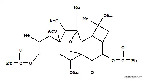 Molecular Structure of 164416-30-2 ((1S,3R,6S,7S,8aR,9S,10aR)-1,5,8a,9-tetrakis(acetyloxy)-1,7,10-trimethyl-4-oxo-6-(propanoyloxy)tetradecahydro-1H-10,4a-(epoxymethano)cyclobuta[3,4]benzo[1,2-f]azulen-3-yl benzoate)
