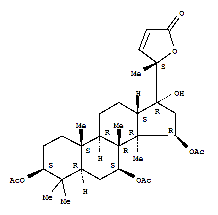 Molecular Structure of 164991-78-0 (18-Norchol-22-en-24-oicacid, 3,7,15-tris(acetyloxy)-17,20-dihydroxy-4,4,8,14-tetramethyl-, g-lactone, (3b,5a,7b,15b)- (9CI))