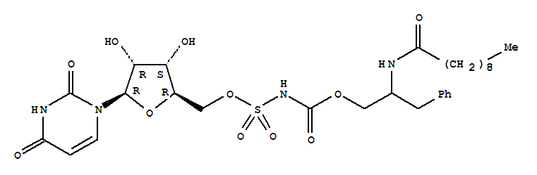 Molecular Structure of 165307-53-9 (Uridine,5'-[[[2-[(1-oxodecyl)amino]-3-phenylpropoxy]carbonyl]sulfamate] (9CI))
