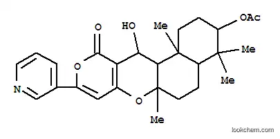 Molecular Structure of 165467-57-2 (2H,11H-Naphtho[2,1-b]pyrano[3,4-e]pyran-11-one,3-(acetyloxy)-1,3,4,4a,5,6,6a,12,12a,12b-decahydro-12-hydroxy-4,4,6a,12b-tetramethyl-9-(3-pyridinyl)-,(3S,4aR,6aR,12R,12aS,12bS)- (9CI))