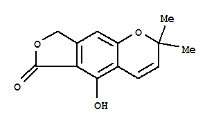 Molecular Structure of 165467-63-0 (6H-Furo[3,4-g]-1-benzopyran-6-one,2,8-dihydro-5-hydroxy-2,2-dimethyl-)