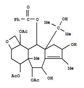 Molecular Structure of 166197-41-7 (1H-Azuleno[5',6':3,4]benz[1,2-b]oxete-4,5,6,8,10,10b(2aH)-hexol,3,4,4a,5,6,8,9,9a,10,10a-decahydro-9a-(1-hydroxy-1-methylethyl)-4a,7-dimethyl-,4,5,10b-triacetate 10-benzoate, (2aR,4S,4aS,5R,6R,8S,9aS,10S,10aR,10bS)-)
