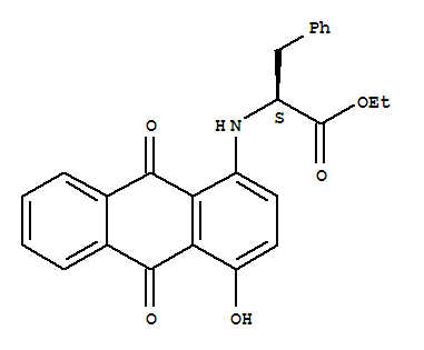 Molecular Structure of 166197-80-4 (L-Phenylalanine,N-(9,10-dihydro-4-hydroxy-9,10-dioxo-1-anthracenyl)-, ethyl ester)