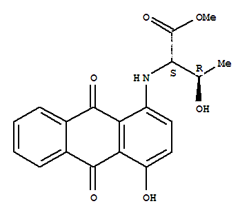 Molecular Structure of 166197-81-5 (L-Threonine,N-(9,10-dihydro-4-hydroxy-9,10-dioxo-1-anthracenyl)-, methyl ester)