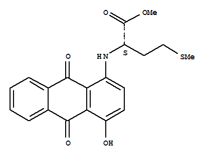 Molecular Structure of 166197-84-8 (L-Methionine,N-(9,10-dihydro-4-hydroxy-9,10-dioxo-1-anthracenyl)-, methyl ester)