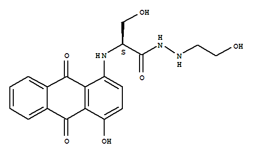 Molecular Structure of 166197-87-1 (L-Serine,N-(9,10-dihydro-4-hydroxy-9,10-dioxo-1-anthracenyl)-,2-(2-hydroxyethyl)hydrazide)