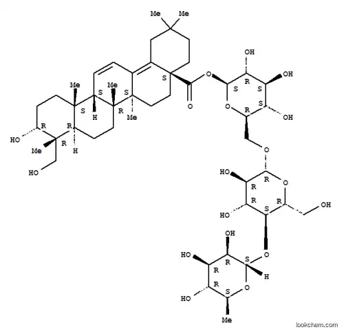 Molecular Structure of 166334-42-5 (Oleana-11,13(18)-dien-28-oicacid, 3,23-dihydroxy-, O-6-deoxy-a-L-mannopyranosyl-(1&reg;4)-O-b-D-glucopyranosyl-(1&reg;6)-b-D-glucopyranosyl ester, (3a,4a)- (9CI))