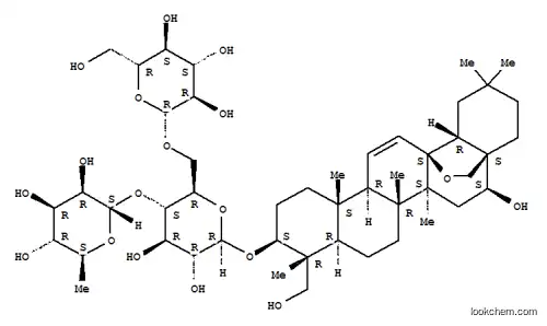 Molecular Structure of 166338-14-3 (b-D-Glucopyranoside, (3b,4a,16b)-13,28-epoxy-16,23-dihydroxyolean-11-en-3-yl O-6-deoxy-a-L-mannopyranosyl-(1&reg;4)-O-[b-D-glucopyranosyl-(1&reg;6)]- (9CI))