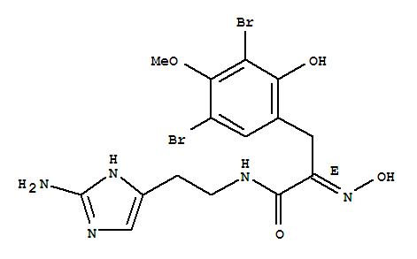 Molecular Structure of 167394-78-7 (Benzenepropanamide,N-[2-(2-amino-1H-imidazol-4-yl)ethyl]-3,5-dibromo-2-hydroxy-a-(hydroxyimino)-4-methoxy-, (aE)- (9CI))