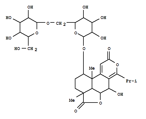Molecular Structure of 167425-72-1 (4H,9H-Furo[2',3':4,5]naphtho[2,1-c]pyran-4,9-dione,1-[(6-O-b-D-glucopyranosyl-b-D-glucopyranosyl)oxy]-1,2,3,3a,5a,6,10b,10c-octahydro-6-hydroxy-3a,10b-dimethyl-7-(1-methylethyl)-,[1R-(1a,3ab,5ab,6a,10ba,10cb)]- (9CI))