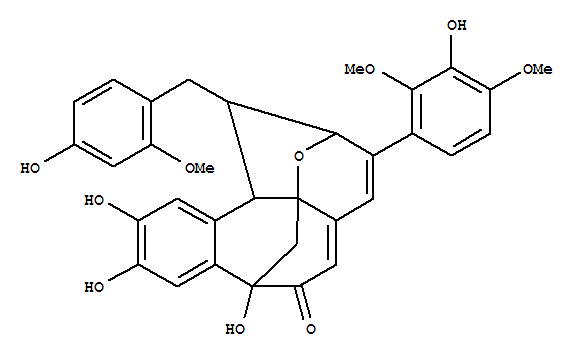Molecular Structure of 167425-77-6 (2,12:7,12a-Dimethano-12aH-benzo[6,7]cycloocta[1,2-b]pyran-6(2H)-one,7,12-dihydro-7,9,10-trihydroxy-3-(3-hydroxy-2,4-dimethoxyphenyl)-14-[(4-hydroxy-2-methoxyphenyl)methyl]-,(2R,7R,12S,12aS,14R)-rel- (9CI))