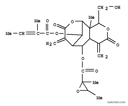 Molecular Structure of 168010-04-6 (Oxiranecarboxylic acid,2,3-dimethyl-,(1S,4aS,5R,6S,10R,10aS,11S)-octahydro-1-(hydroxymethyl)-10a-methyl-4,7-bis(methylene)-11-[[(2Z)-2-methyl-1-oxo-2-butenyl]oxy]-3,8-dioxo-6,10-methano-1H,3H-pyrano[3,4-c]oxocin-5-ylester (9CI))