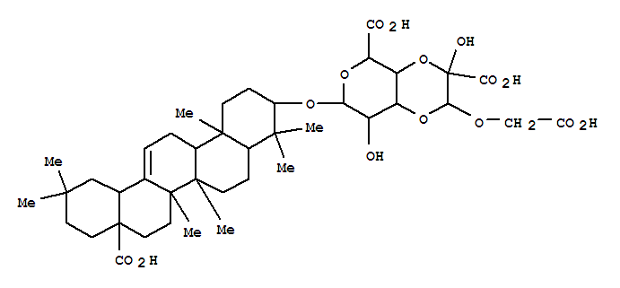 Molecular Structure of 168010-05-7 (b-D-Glucopyranosiduronic acid, (3b)-17-carboxy-28-norolean-12-en-3-yl3,4-O-[(1S,2R)-2-carboxy-1-(carboxymethoxy)-2-hydroxy-1,2-ethanediyl]-)