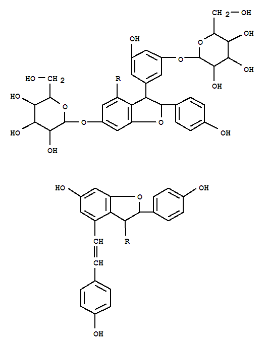 b-D-Glucopyranoside,(2S,2'R,3S,3'R)-3'-[3-(b-D-glucopyranosyloxy)-5-hydroxyphenyl]-2,2',3,3'-tetrahydro-6-hydroxy-2,2'-bis(4-hydroxyphenyl)-4-[(1Z)-2-(4-hydroxyphenyl)ethenyl][3,4'-bibenzofuran]-6'-yl