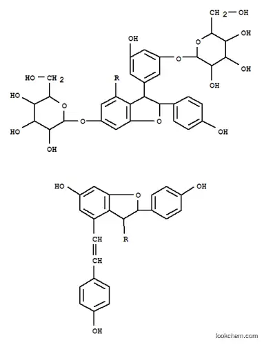 b-D-Glucopyranoside,(2S,2'R,3S,3'R)-3'-[3-(b-D-glucopyranosyloxy)-5-hydroxyphenyl]-2,2',3,3'-tetrahydro-6-hydroxy-2,2'-bis(4-hydroxyphenyl)-4-[(1Z)-2-(4-hydroxyphenyl)ethenyl][3,4'-bibenzofuran]-6'-yl(9CI)
