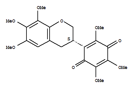 Molecular Structure of 168433-90-7 (2,5-Cyclohexadiene-1,4-dione,2-[(3S)-3,4-dihydro-6,7,8-trimethoxy-2H-1-benzopyran-3-yl]-3,5,6-trimethoxy-)
