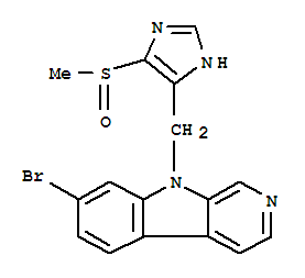 Molecular Structure of 168434-23-9 (9H-Pyrido[3,4-b]indole,7-bromo-9-[[5-(methylsulfinyl)-1H-imidazol-4-yl]methyl]-)