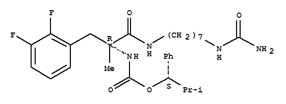 Molecular Structure of 168570-35-2 (Carbamicacid,[(1R)-2-[[7-[(aminocarbonyl)amino]heptyl]amino]-1-[(2,3-difluorophenyl)methyl]-1-methyl-2-oxoethyl]-,(1S)-2-methyl-1-phenylpropyl ester (9CI))
