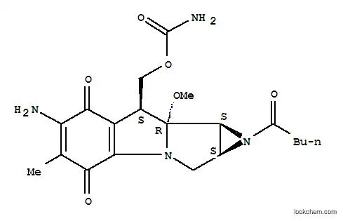 Molecular Structure of 16910-69-3 (Azirino[2',3':3,4]pyrrolo[1,2-a]indole-4,7-dione,6-amino-8-[[(aminocarbonyl)oxy]methyl]-1,1a,2,8,8a,8b-hexahydro-8a-methoxy-5-methyl-1-(1-oxopentyl)-,[1aS-(1aa,8b,8aa,8ba)]- (9CI))
