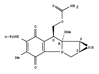 Azirino[2',3':3,4]pyrrolo[1,2-a]indole-4,7-dione,8-[[(aminocarbonyl)oxy]methyl]-1,1a,2,8,8a,8b-hexahydro-8a-methoxy-5-methyl-6-(propylamino)-,(1aS,8S,8aR,8bS)- cas  16910-79-5