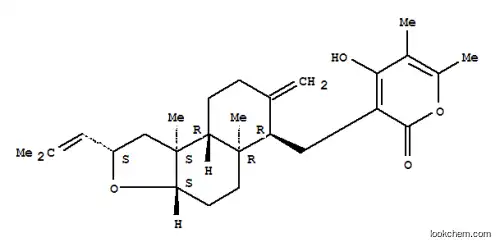 Molecular Structure of 169532-90-5 (2H-Pyran-2-one,3-[[(2S,3aS,5aR,6R,9aR,9bS)-dodecahydro-5a,9b-dimethyl-7-methylene-2-(2-methyl-1-propen-1-yl)naphtho[2,1-b]furan-6-yl]methyl]-4-hydroxy-5,6-dimethyl-)