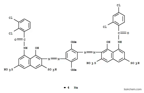Molecular Structure of 170020-61-8 (5-(2,4-Dichlorobenzamido)-3-[2-[4-[2-[8-(2,3-dichlorobenzamido)-1-oxo-3,6-disulfo-2(1H)-naphthalenylidene]hydrazino]-2,5-dimethoxyphenyl]hydrazono]-4-oxo-3,4-dihydronaphthalene-2,7-disulfonic acid tetrasodium salt)