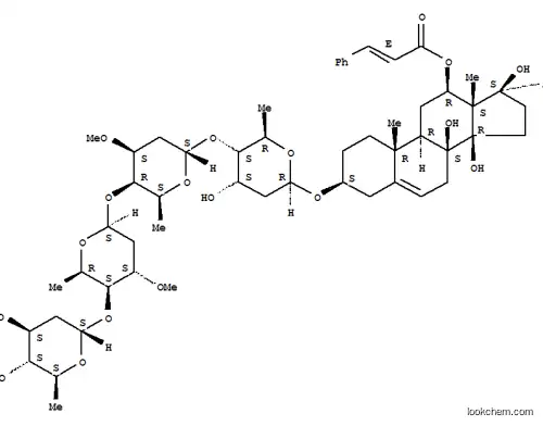 Molecular Structure of 170129-77-8 (Pregn-5-en-20-one,3-[(O-2,6-dideoxy-3-O-methyl-a-L-ribo-hexopyranosyl-(1&reg;4)-O-2,6-dideoxy-3-O-methyl-b-D-ribo-hexopyranosyl-(1&reg;4)-O-2,6-dideoxy-3-O-methyl-a-L-lyxo-hexopyranosyl-(1&reg;4)-2,6-dideoxy-b-D-ribo-hexopyranosyl)oxy]-8,14,17-trihydroxy-12-[[(2E)-1-oxo-3-phenyl-2-propenyl]oxy]-,(3b,12b,14b,17a)- (9CI))