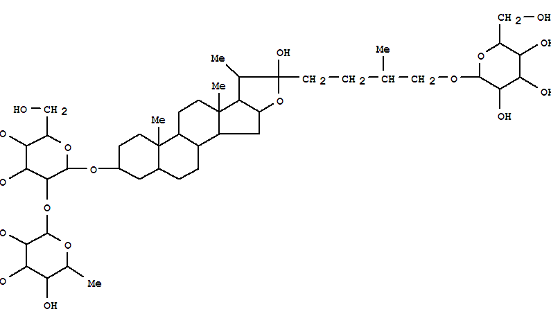 Molecular Structure of 170678-02-1 (b-D-Glucopyranoside, (3b,5a,22a,25S)-26-(b-D-glucopyranosyloxy)-22-hydroxyfurostan-3-yl2-O-(6-deoxy-a-L-mannopyranosyl)-(9CI))