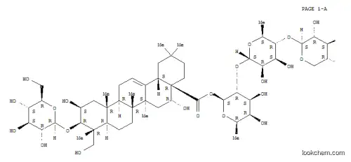 Olean-12-en-28-oicacid, 3-(b-D-glucopyranosyloxy)-2,16,23-trihydroxy-,O-b-D-xylopyranosyl-(1®4)-O-6-deoxy-a-L-mannopyranosyl-(1®2)-6-deoxy-b-D-galactopyranosyl ester, (2b,3b,4a,16a)- (9CI)
