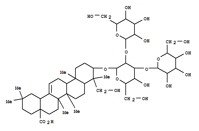 Molecular Structure of 171828-79-8 (Olean-12-en-28-oicacid, 3-[(O-b-D-glucopyranosyl-(1®2)-O-[b-D-glucopyranosyl-(1®3)]-b-D-glucopyranosyl)oxy]-23-hydroxy-, (3b,4a)- (9CI))