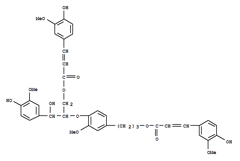 2-Propenoic acid,3-(4-hydroxy-3-methoxyphenyl)-,3-[4-[2-hydroxy-2-(4-hydroxy-3-methoxyphenyl)-1-[[[3-(4-hydroxy-3-methoxyphenyl)-1-oxo-2-propenyl]oxy]methyl]ethoxy]-3-methoxyphenyl]propylester (9CI)