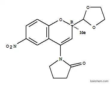 Molecular Structure of 172489-10-0 ((-)-(R)-2-(1,3-Dioxolan-2-yl)-2-methyl-6-nitro-4-(2-oxopyrrolidin-1-yl)-2H-1-benzopyran)